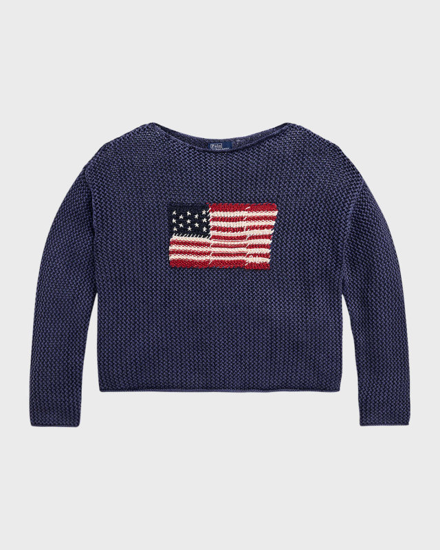 Flag Pointelle Cotton-Linen Sweater